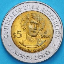 Мексика 5 песо 2009 год. Кармен Сердан