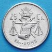 Монета Мексики 25 сентаво 1953 год. Серебро.