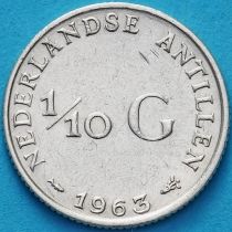 Нидерландские Антилы 1/10 гульдена 1963 год. Серебро.