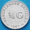 Монета Нидерландские Антилы 1/4 гульдена 1967 год. Серебро.
