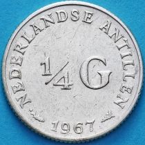 Нидерландские Антилы 1/4 гульдена 1967 год. Серебро.