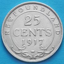 Ньюфаундленд 25 центов 1917 год. Серебро.