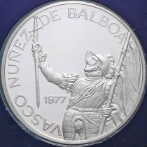 Панама 20 бальбоа 1977 год. Васко Нуньес де Бальбоа. Серебро. Пруф