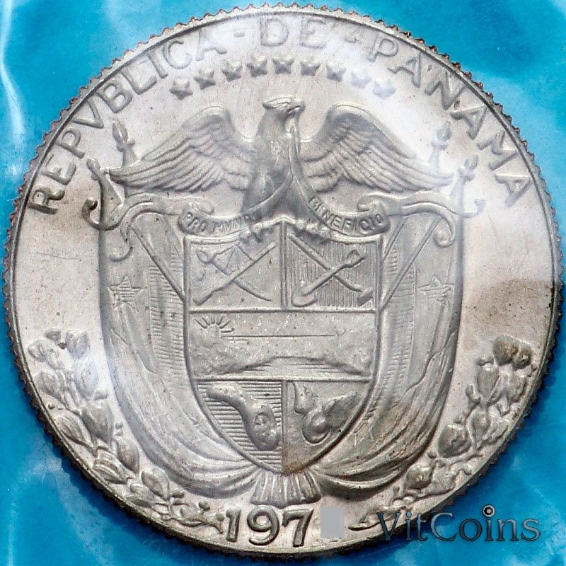 Монета Панама 1/4 бальбоа 1970 год. Пруф