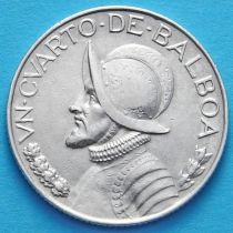 Панама 1/4 бальбоа 1947 год. Серебро.