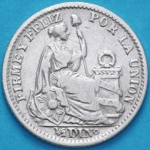 Перу 1/2 динеро 1904 год. Серебро.
