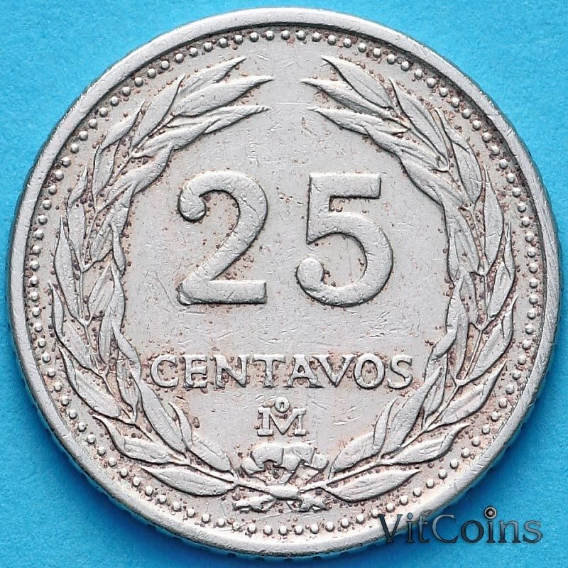 Монета Сальвадор 25 сентаво 1986 год.