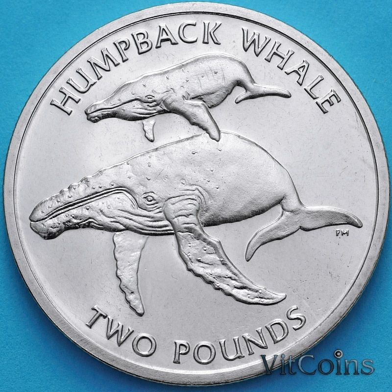 Монета Южная Георгия и Южные Сэндвичевы Острова 2 фунта 2006 год. Горбатый кит