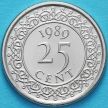 Монета Суринам 25 центов 1989 год.