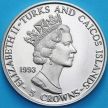 Монета Тёркс и Кайкос 5 крон 1993 год. Прыжки с трамплина