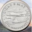 Монета Тёркс и Кайкос 5 крон 1995 год. 50 лет окончания войны, Авиация. Буклет