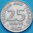 Монета Тринидад и Тобаго 25 центов 1967 год.