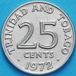 Монета Тринидад и Тобаго 25 центов 1972 год.