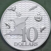 Тринидад и Тобаго 10 долларов 1976 год. Острова Тринидад и Тобаго. Серебро. Proof