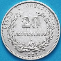 Уругвай 20 сентесимо 1893 год. Серебро.