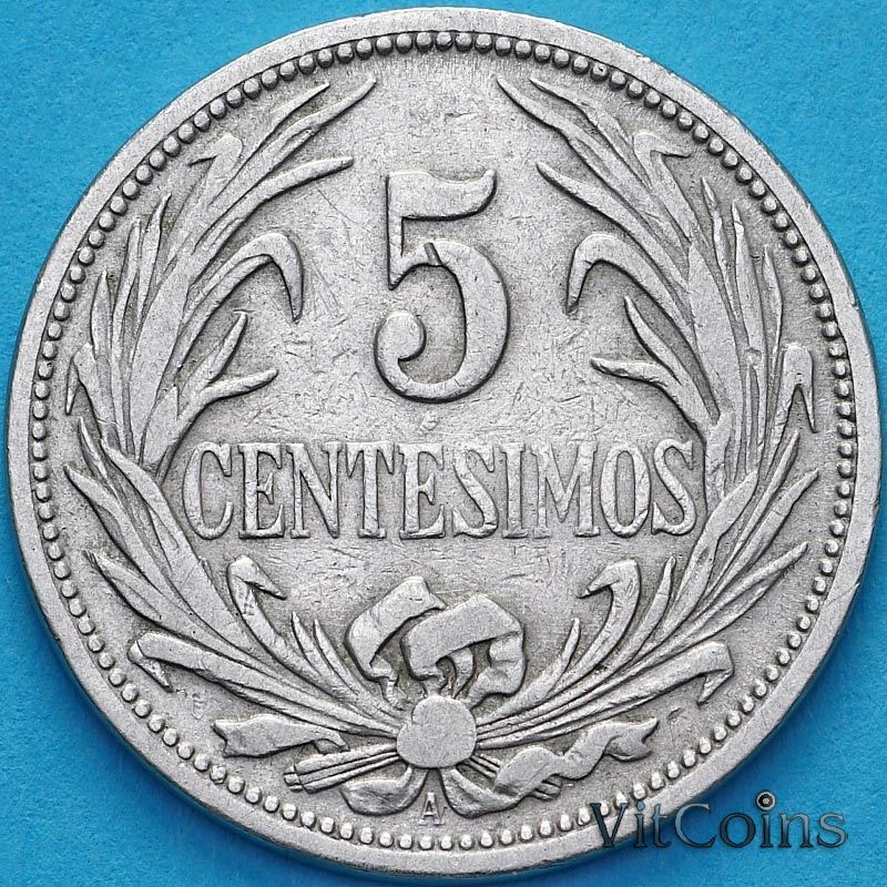 Монета Уругвай 5 сентесимо 1936 год. Монетный двор Вены.