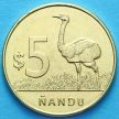 Монета Уругвай 5 песо 2014 год. Нанду.