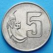 Монета Уругвай 5 новых песо 1980 год.