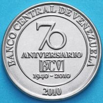 Венесуэла 50 сентимо 2010 год. 70 лет банку Венесуэлы