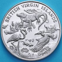 Британские Виргинские острова 1 доллар 2018 год. Дикая природа архипелага