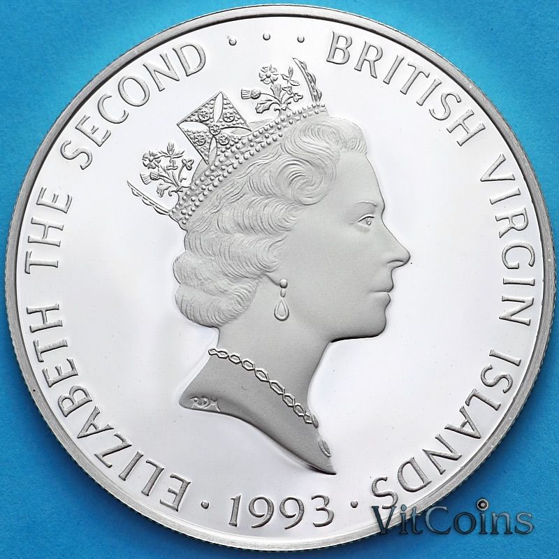 Монета Британские Виргинские острова 25 долларов 1993 год. Лев