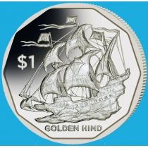 Британские Виргинские острова 1 доллар 2022 год. Парусный корабль Золотая Лань
