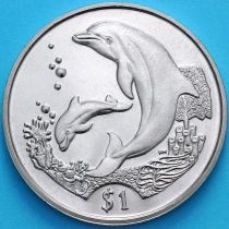 Британские Виргинские острова 1 доллар 2005 год. Дельфины