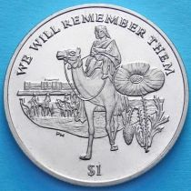 Британские Виргинские острова 1 доллар 2014 год. Память героям Первой Мировой войны