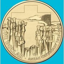 Австралия 1 доллар 2015 год. Столетие Анзак. C. BU