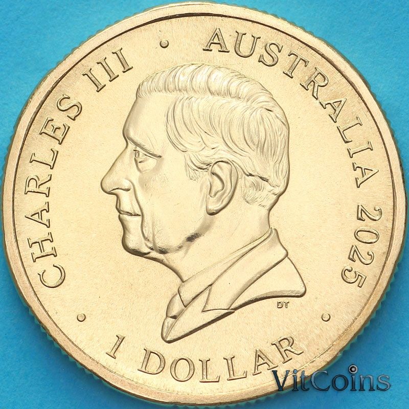 Монета Австралия 1 доллар 2025 год. Большая клубничка. Цветная Монета Австралия 1 доллар 2025 год. Большая клубничка. Цветная