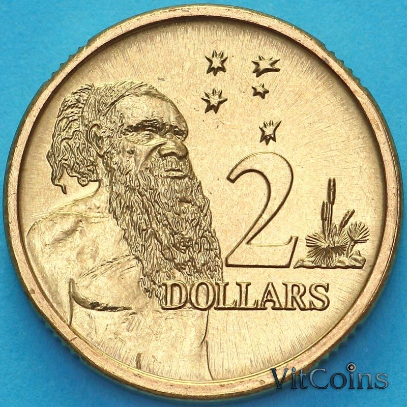 Монета Австралия 2 доллара 1991 год. Абориген. BU Монета Австралия 2 доллара 1991 год. Абориген. BU