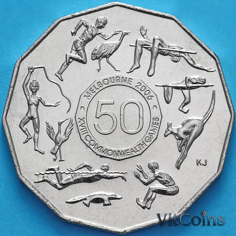 Монета Австралия 50 центов 2005 год. XVIII Игры Содружества