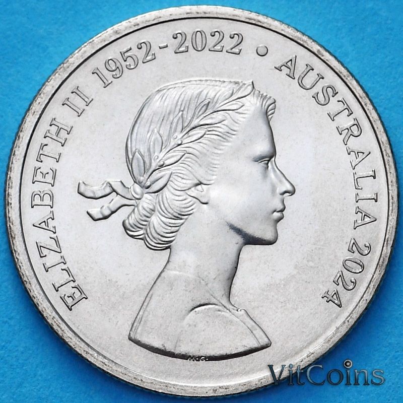 Монета Австралия 5 центов 2024 год. 1-й портрет королевы Елизаветы II. BU Монета Австралия 5 центов 2024 год. 1-й портрет королевы Елизаветы II. BU