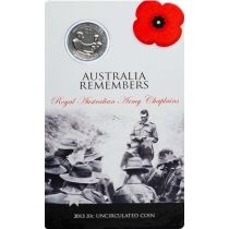 Австралия 20 центов 2013 год. Австралия помнит. Военные священники. Блистер