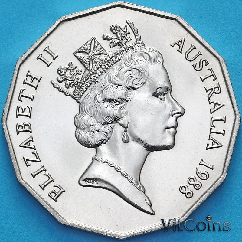 Монета Австралия 50 центов 1988 год. 200 лет Австралии. BU