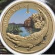 Монета Австралия 1 доллар 2009 год. Северные территории. Гребнистый крокодил. Блистер