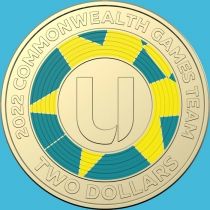 Австралия 2 доллара 2022 год. XXII Игры Содружества. "U"