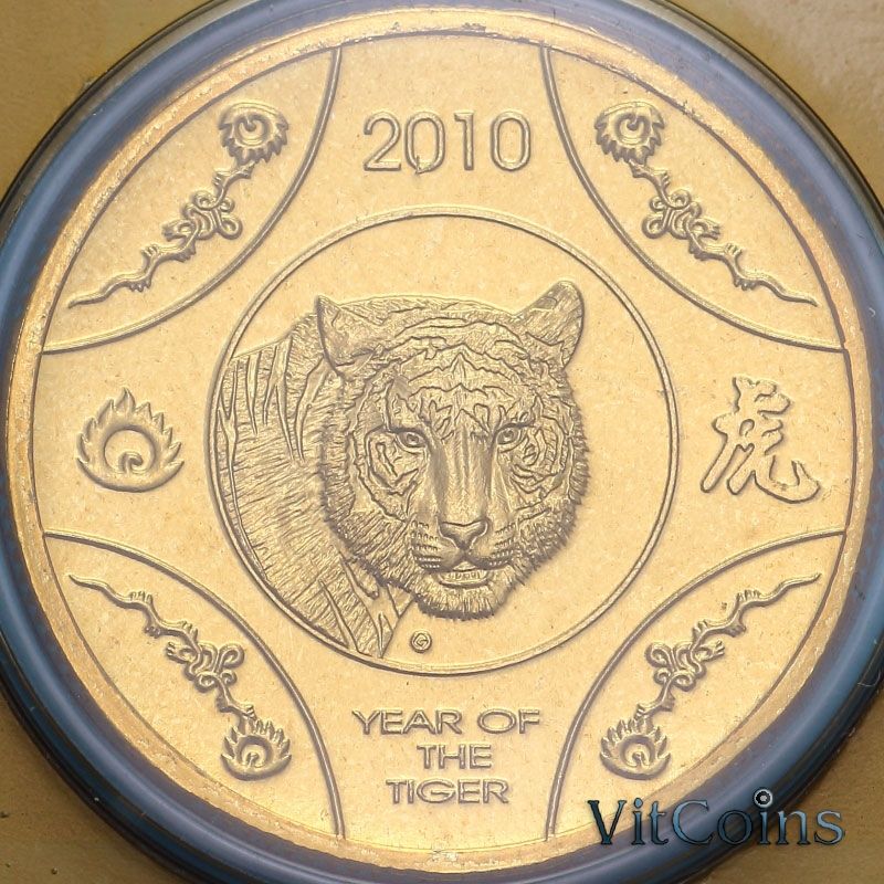 Монета Австралия 1 доллар 2010 год. Год тигра. Блистер