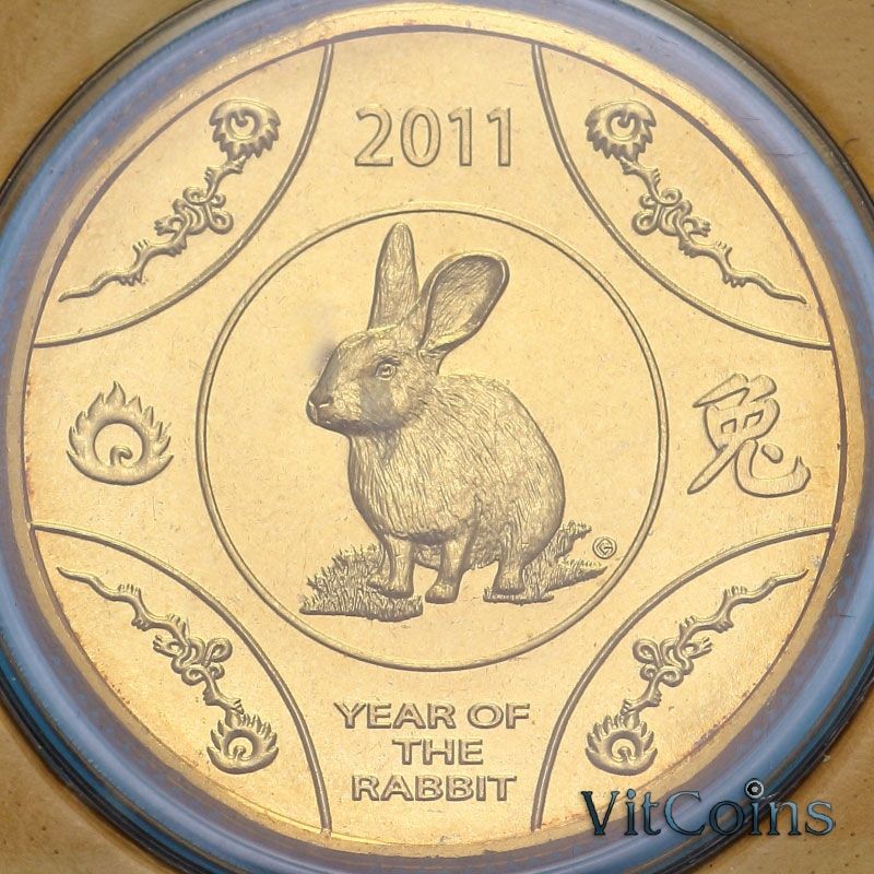 Монета Австралия 1 доллар 2011 год. Год кролика. Блистер Монета Австралия 1 доллар 2011 год. Год кролика. Блистер