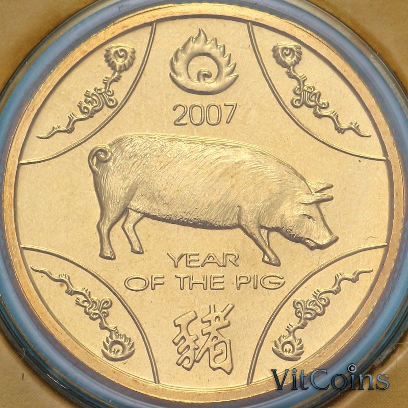 Монета Австралия 1 доллар 2007 год. Год свиньи. Блистер Монета Австралия 1 доллар 2007 год. Год свиньи. Блистер