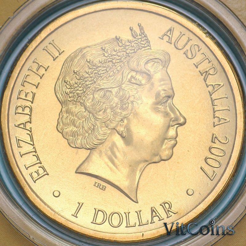 Монета Австралия 1 доллар 2007 год. Год свиньи. Блистер Монета Австралия 1 доллар 2007 год. Год свиньи. Блистер