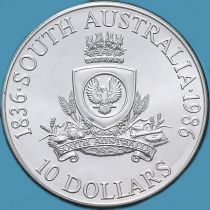Австралия 10 долларов 1986 год. Штат Южная Австралия. Серебро.