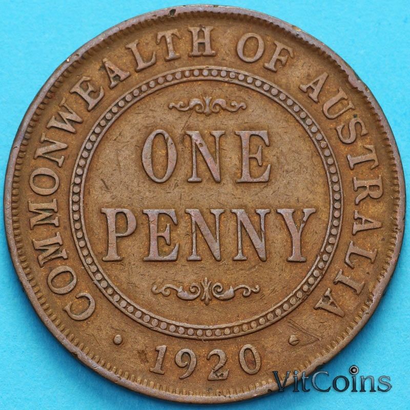 Монета Австралия 1 пенни 1920 год.