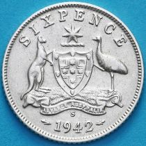 Австралия 6 пенсов 1942 год. S. Серебро.
