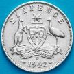 Монета Австралия 6 пенсов 1942 год. D. Серебро.