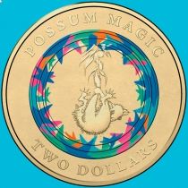 Австралия 2 доллара 2017 год. Волшебный опоссум. Невидимый Хаш