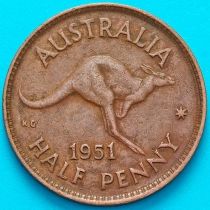 Австралия 1/2 пенни 1951 год.