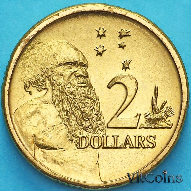 Монета Австралия 2 доллара 1990 год. Абориген. BU
