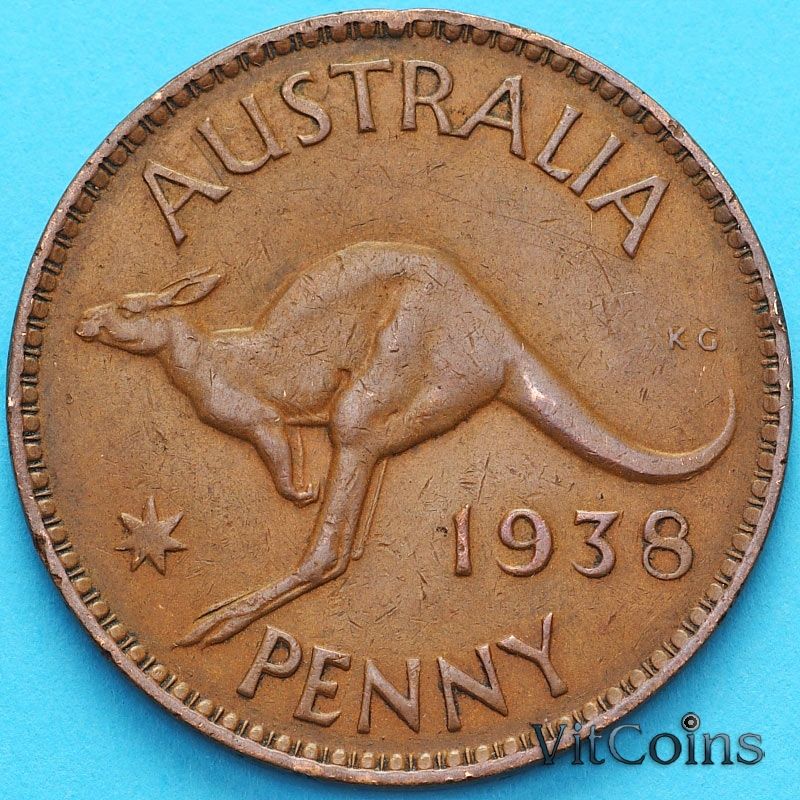 Монета Австралия 1 пенни 1938 год. 