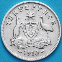 Австралия 3 пенса 1910 год. Серебро.